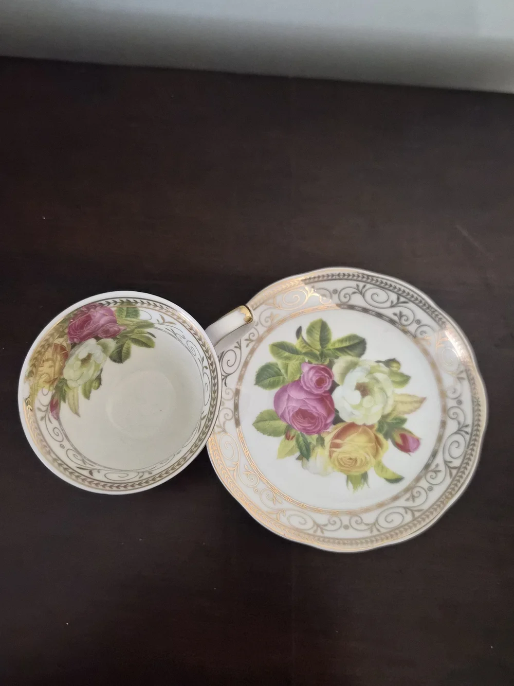 Grace Teaware Floral Porcelain Teacup & Saucer Set – Lavender & Gold Trim